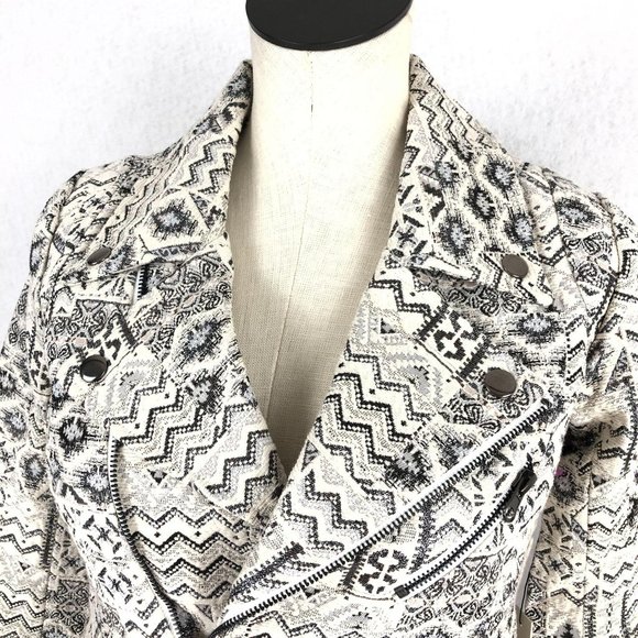 Capulet NWT Women's Size Small** White Grey Silver Metallic Print Moto Jacket - Picture 5 of 14